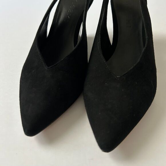 M. Gemi Pointed Toe Slingback Wedge Heel Pump in Black Suede Size 36 IT 6 US - Picture 3 of 8